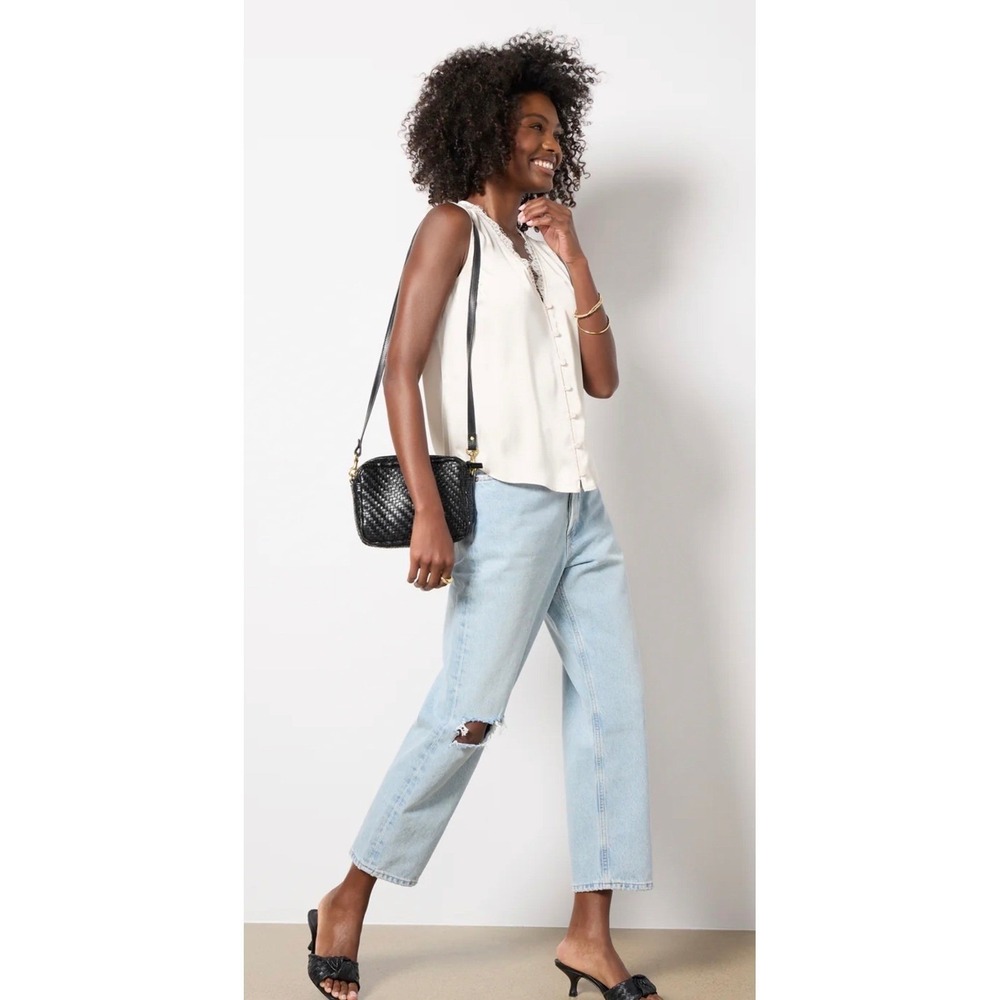 AGOLDE 90s Crop Distressed Denim Jeans Light Blue Wash Size 29